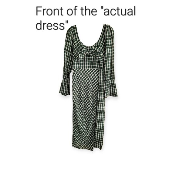 Anthropologie Plaid Midi Dress, Size S, Evergreen & White NWT - Picture 7 of 16